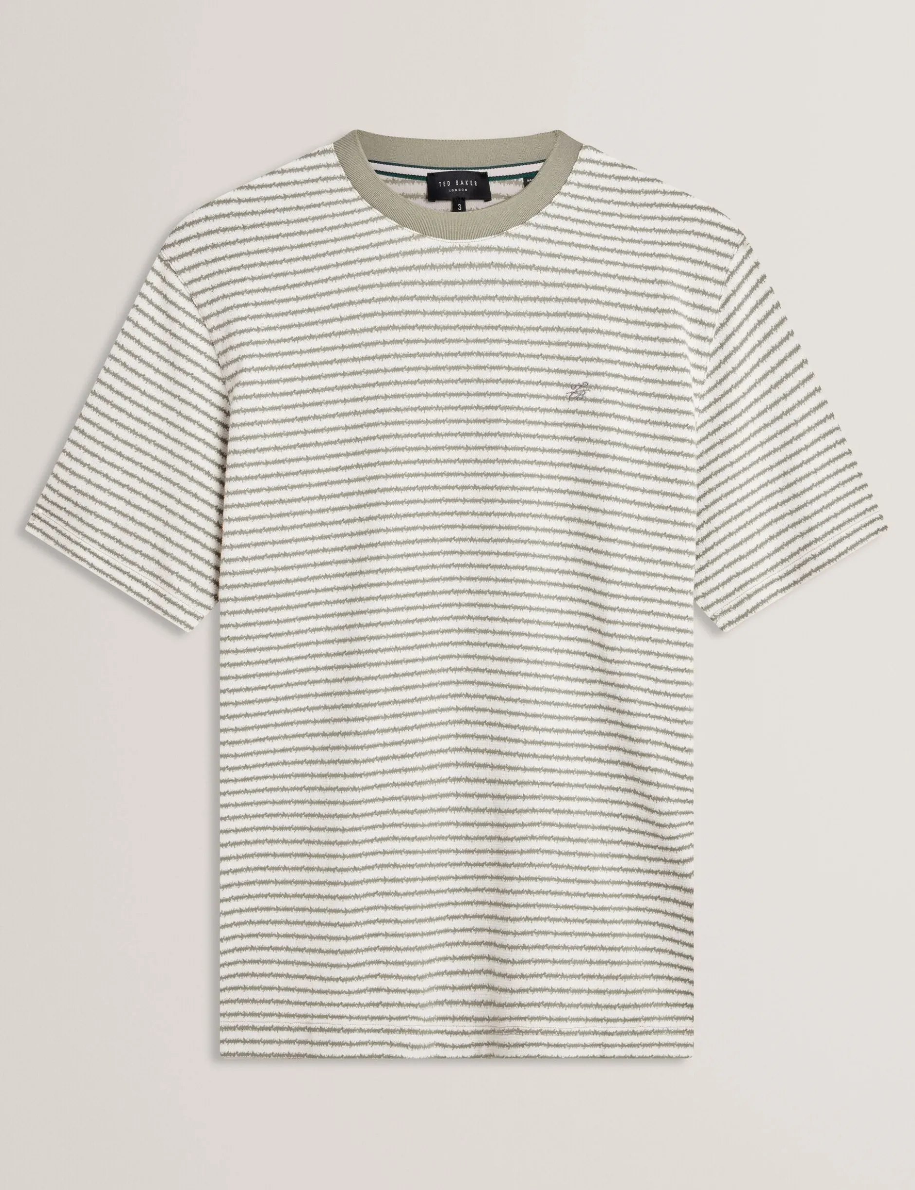 Textural Stripe Crew Neck Cotton T-Shirt