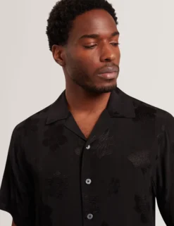 Textured Floral Relaxed Short Sleeve Shirt