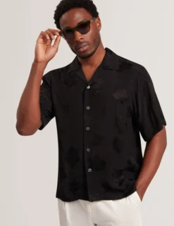 Textured Floral Relaxed Short Sleeve Shirt