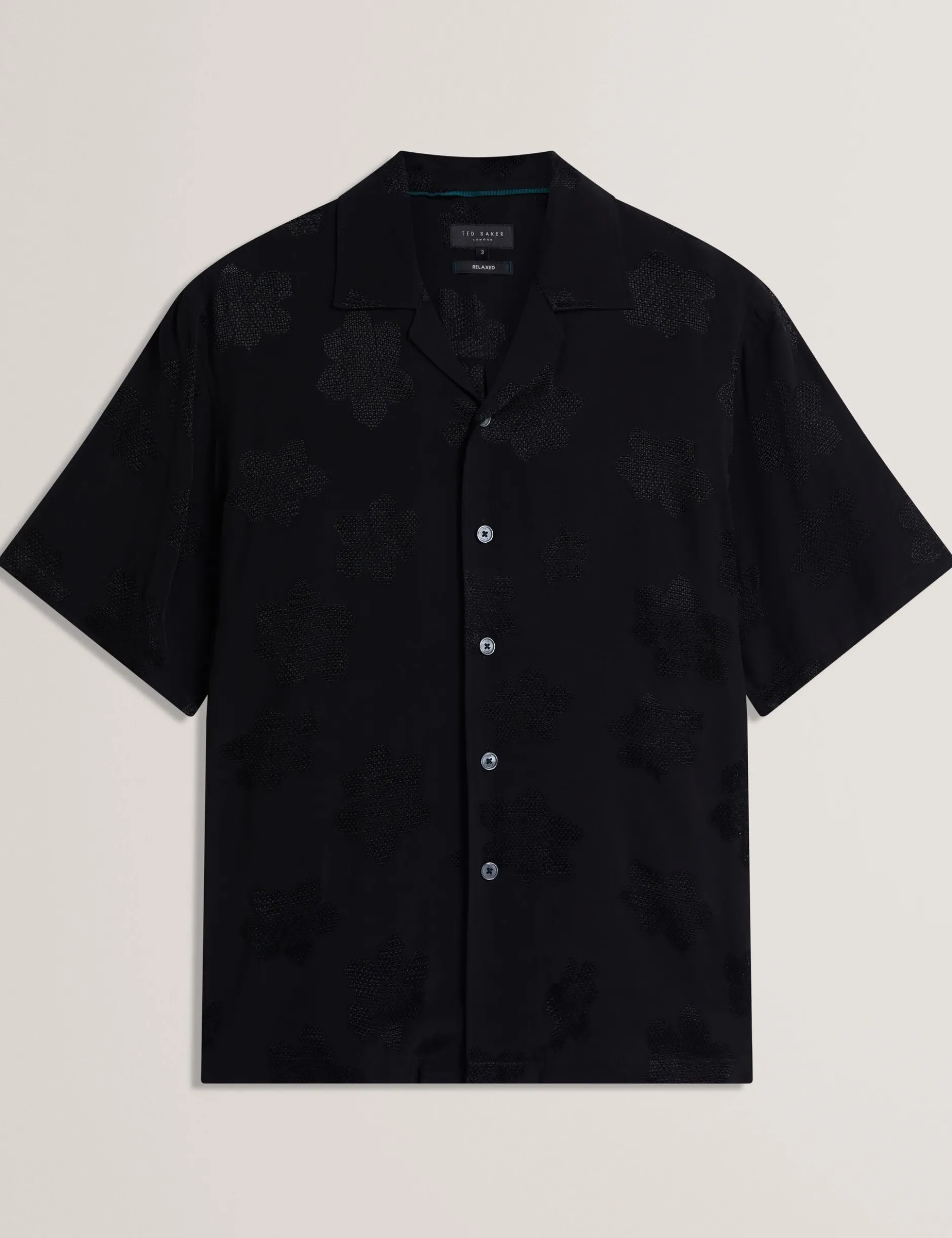 Textured Floral Relaxed Short Sleeve Shirt