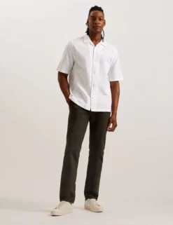 Textured Grid Cotton Short Sleeve Shirt