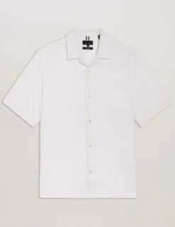 Textured Grid Cotton Short Sleeve Shirt