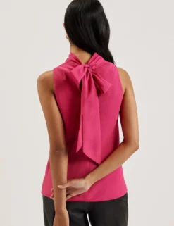 Textured High Neck Sleeveless Top