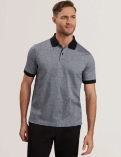 Textured Jacquard Cotton Polo Shirt