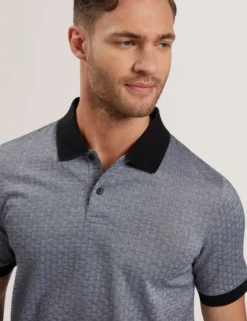 Textured Jacquard Cotton Polo Shirt