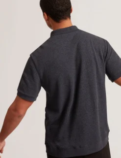 Textured Knit Button-Through Polo Shirt