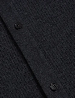 Textured Knit Button-Through Polo Shirt