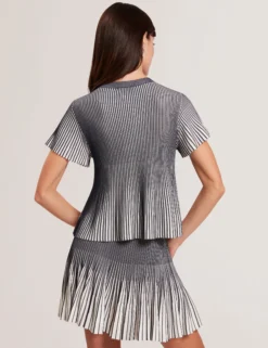 Textured Knit Fluted Short Sleeve Top