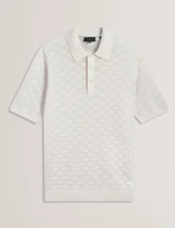 Textured Knit Silk Cotton Polo Shirt