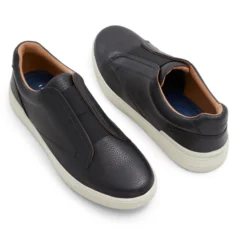 Textured Leather Slip On Sneakers