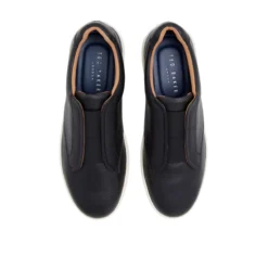 Textured Leather Slip On Sneakers