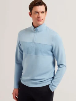 Textured Panel Half-Zip Modal Sweatshirt