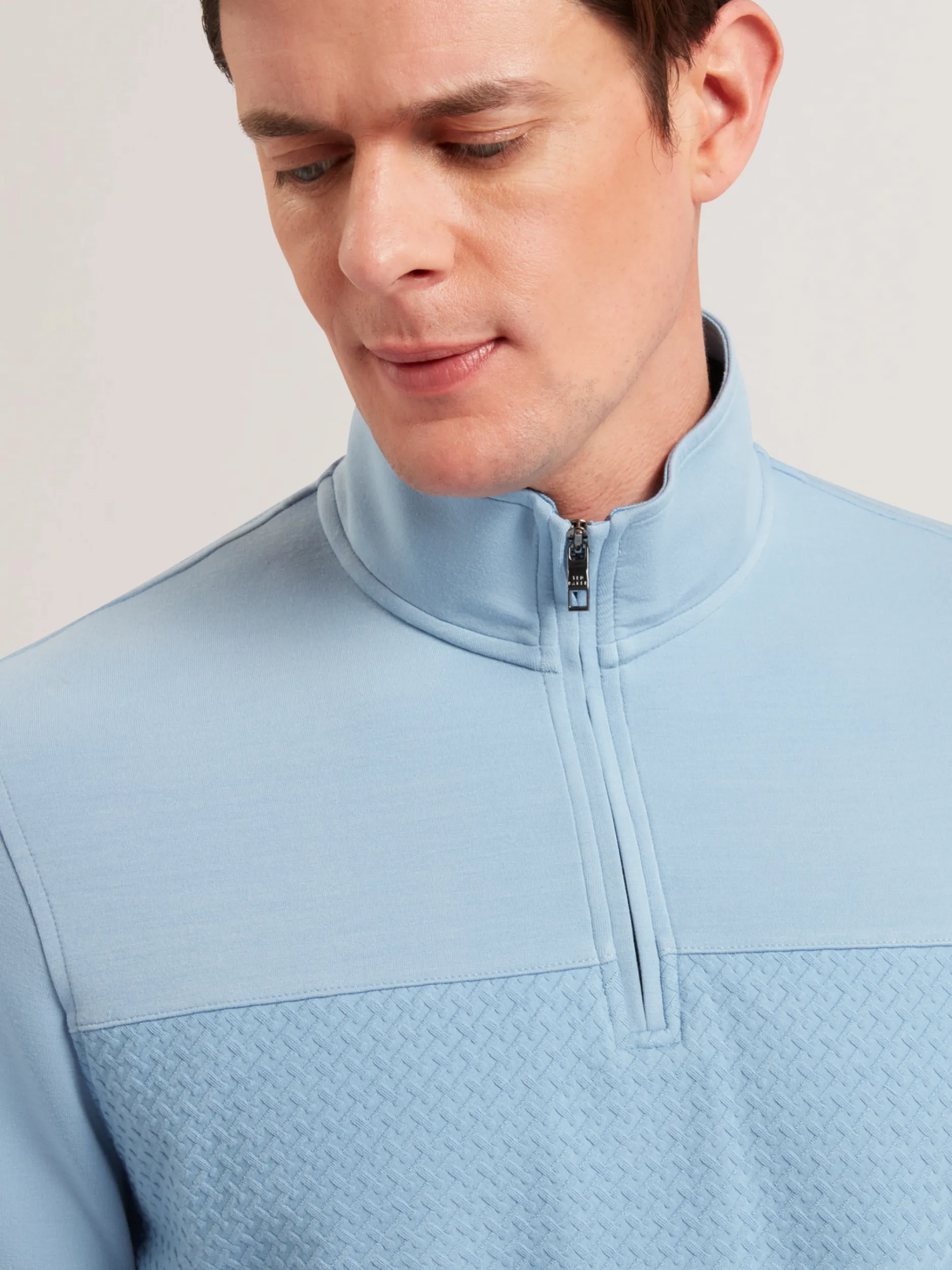 Textured Panel Half-Zip Modal Sweatshirt