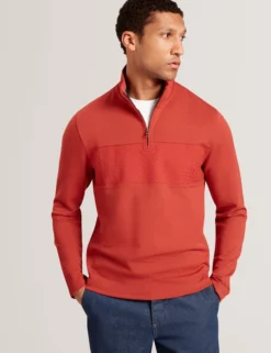 Textured Panel Half-Zip Modal Sweatshirt