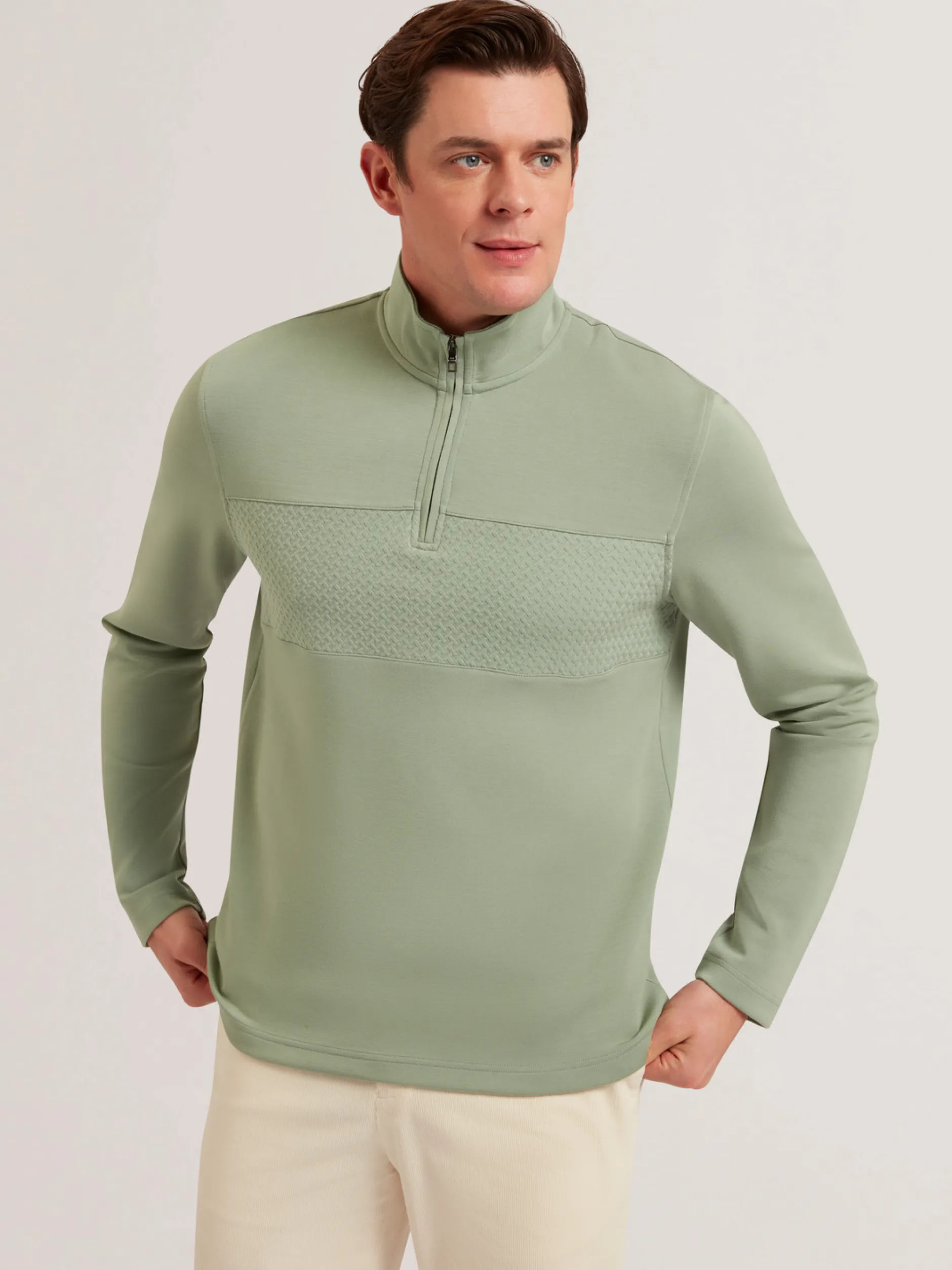 Textured Panel Half-Zip Modal Sweatshirt