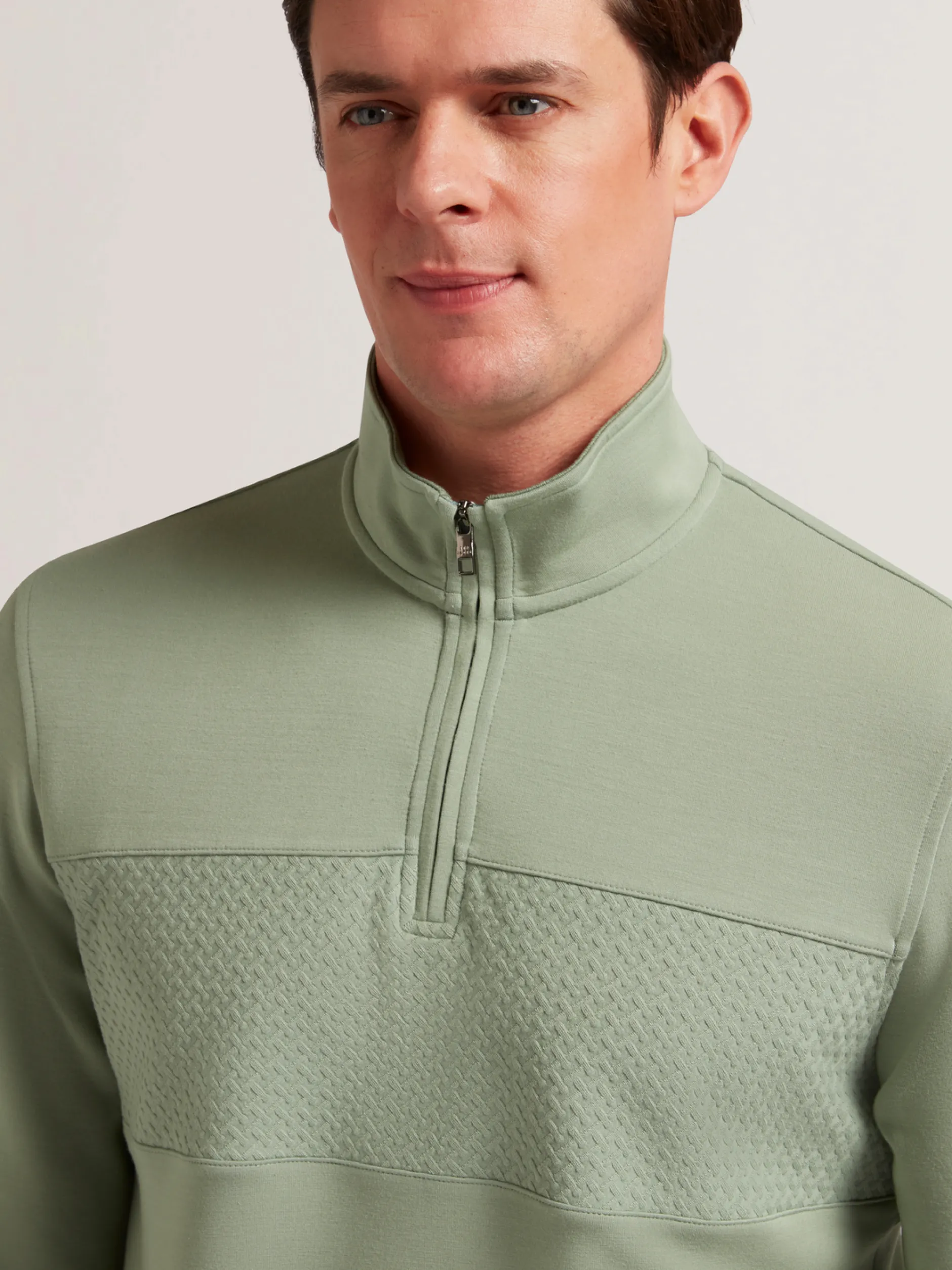 Textured Panel Half-Zip Modal Sweatshirt