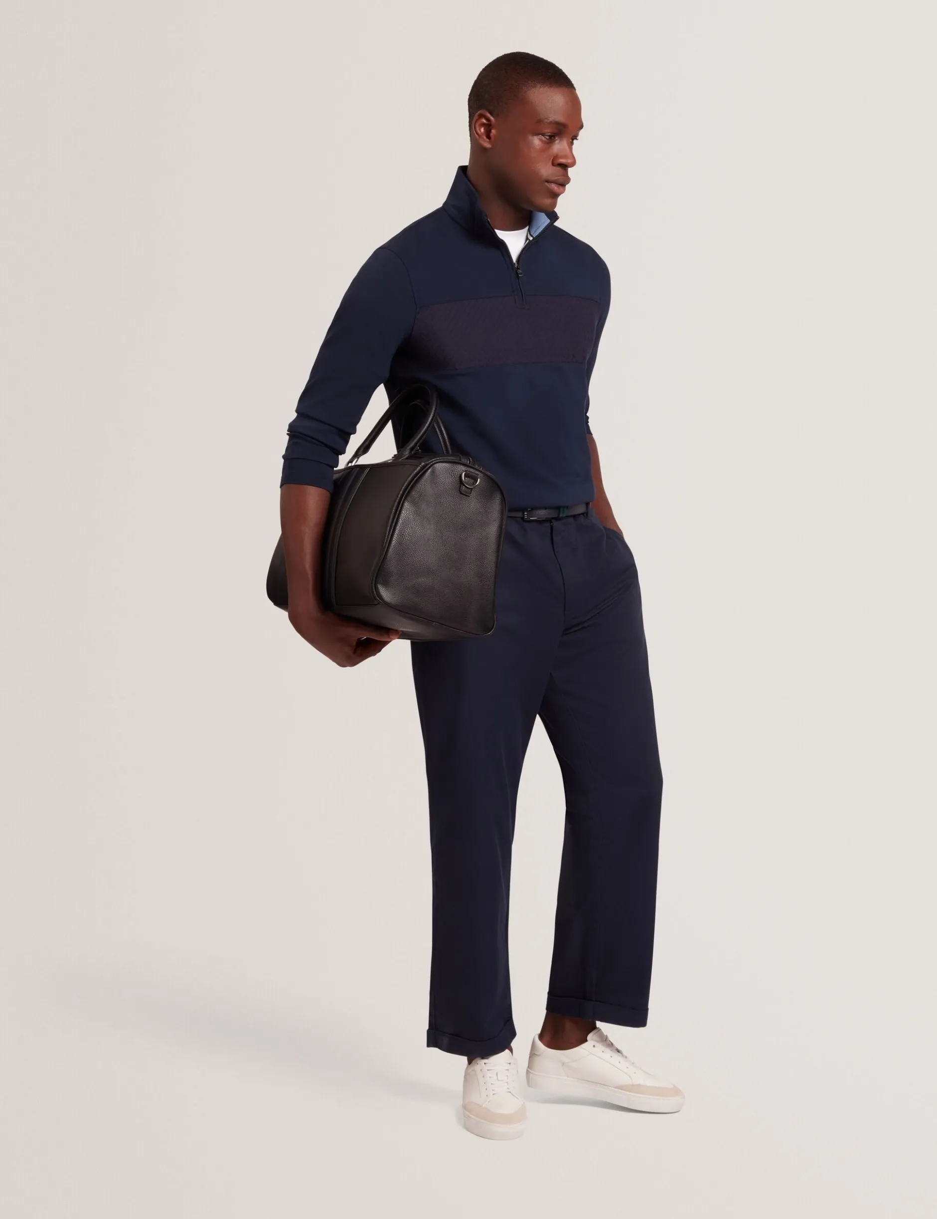 Textured Panel Half-Zip Modal Sweatshirt