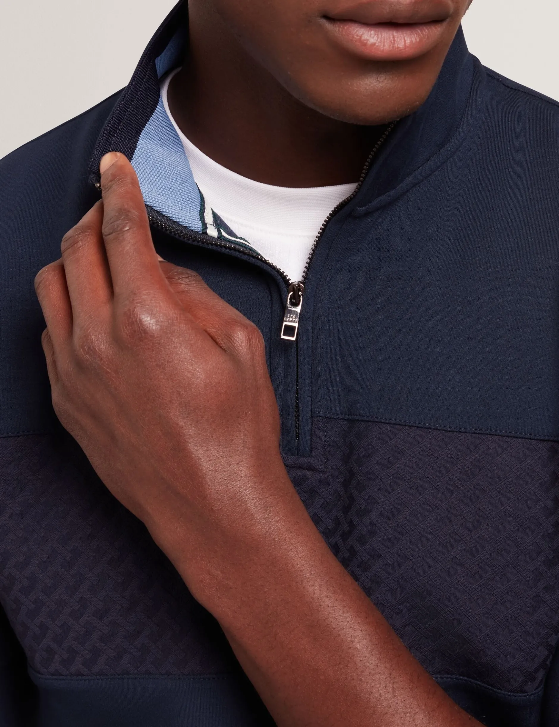 Textured Panel Half-Zip Modal Sweatshirt