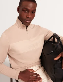Textured Panel Half-Zip Modal Sweatshirt