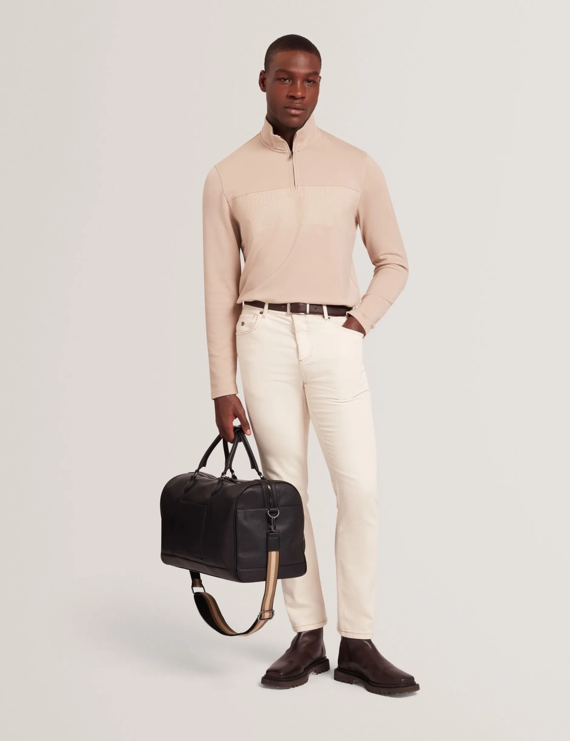 Textured Panel Half-Zip Modal Sweatshirt