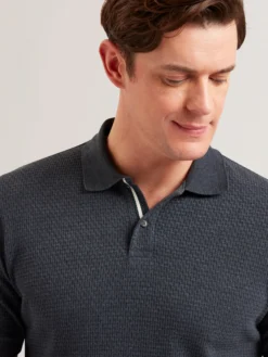 Textured Pure Cotton Knitted Polo Shirt