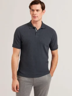 Textured Pure Cotton Knitted Polo Shirt
