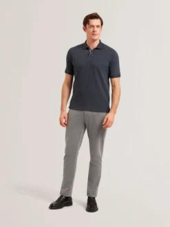 Textured Pure Cotton Knitted Polo Shirt