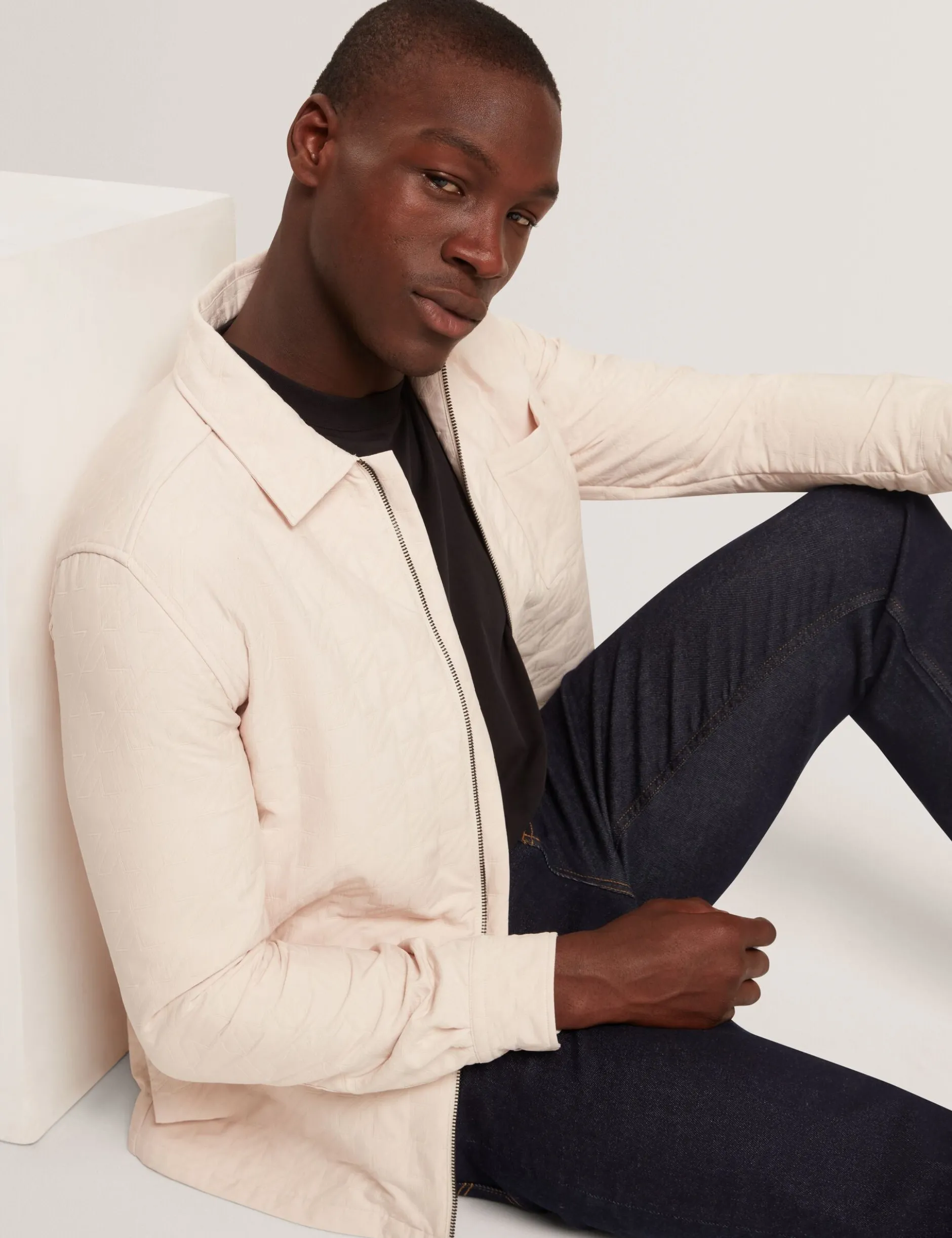 Textured Quilt Zip-Through Overshirt