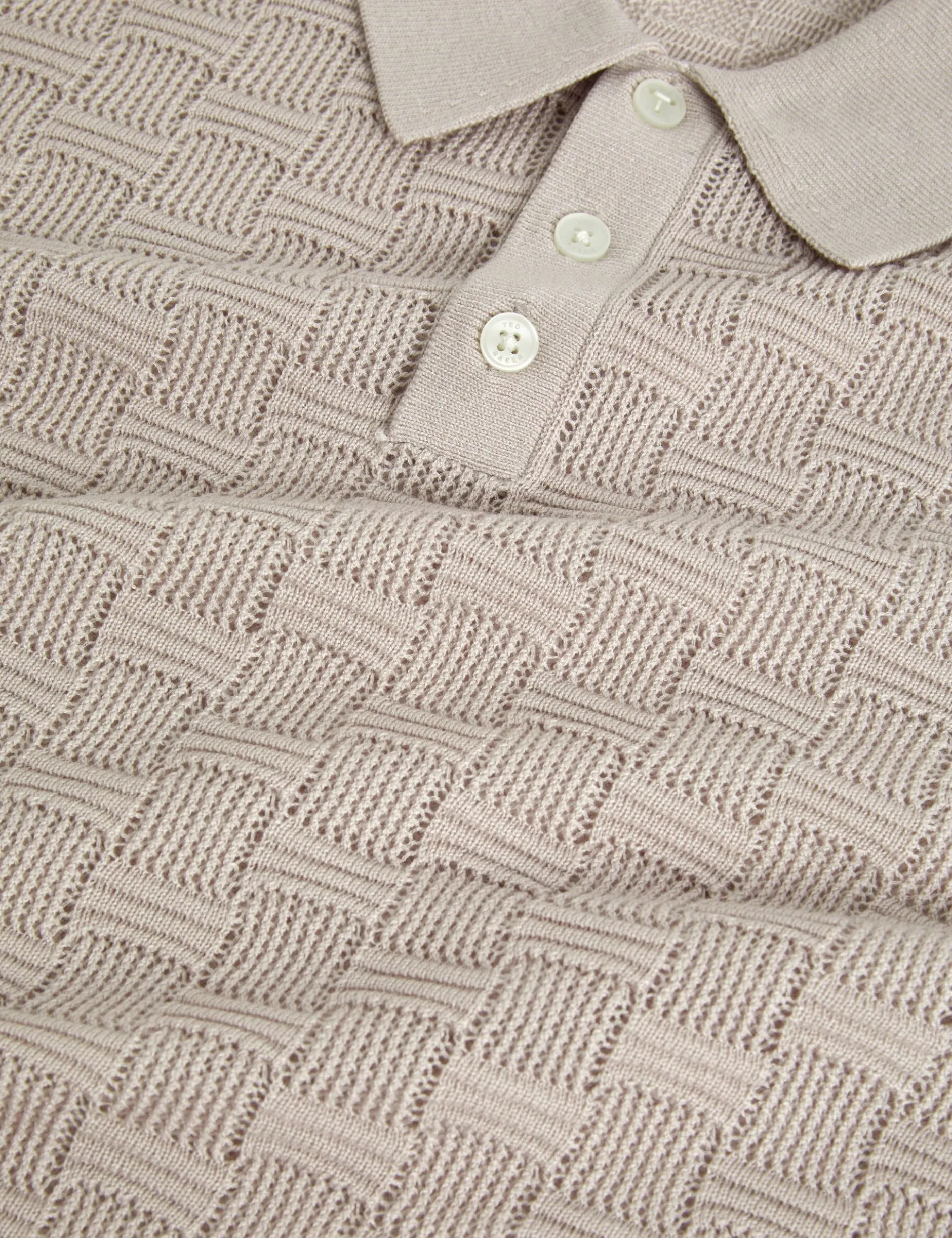 Textured Silk Blend Long Sleeve Polo