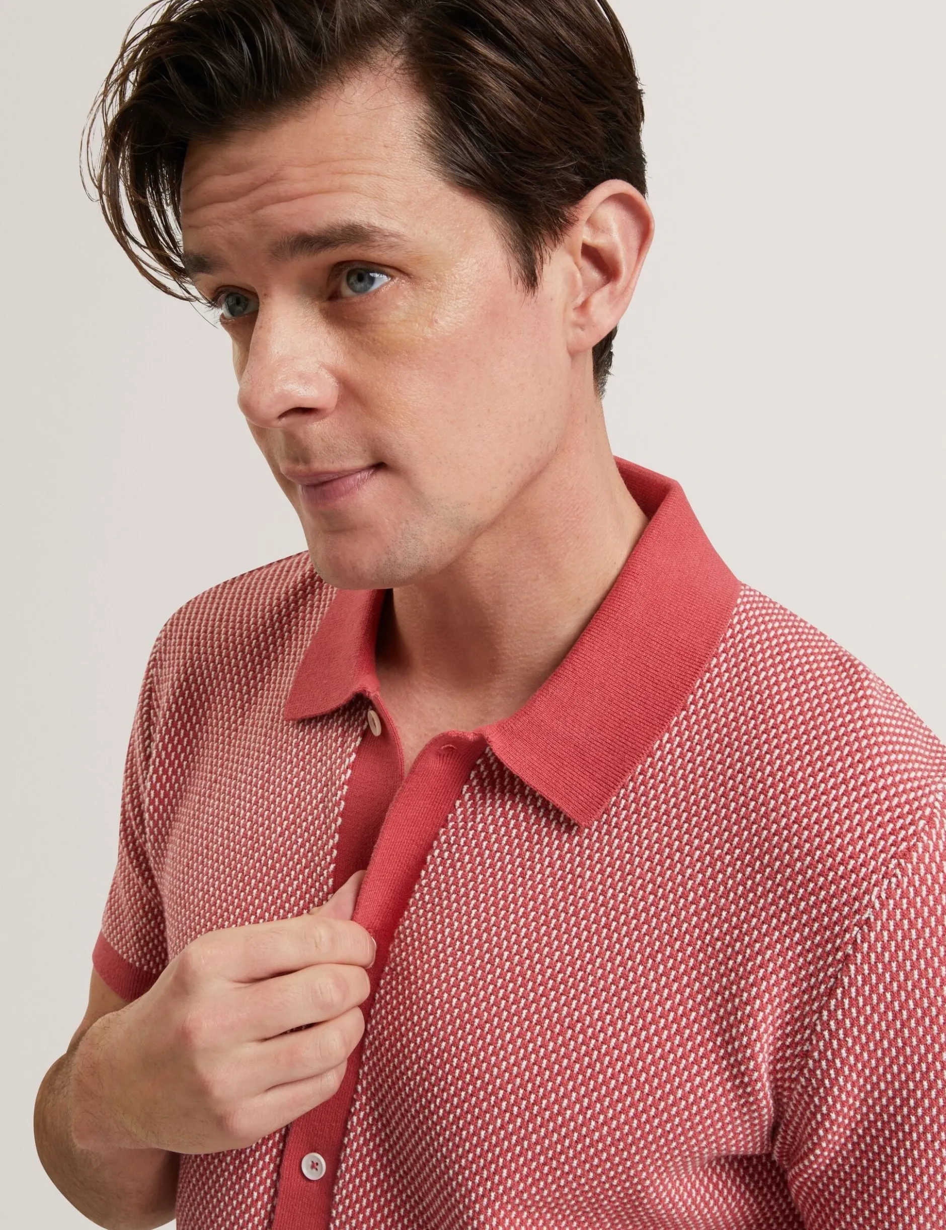 Textured Stitch Knitted Button-Through Shirt
