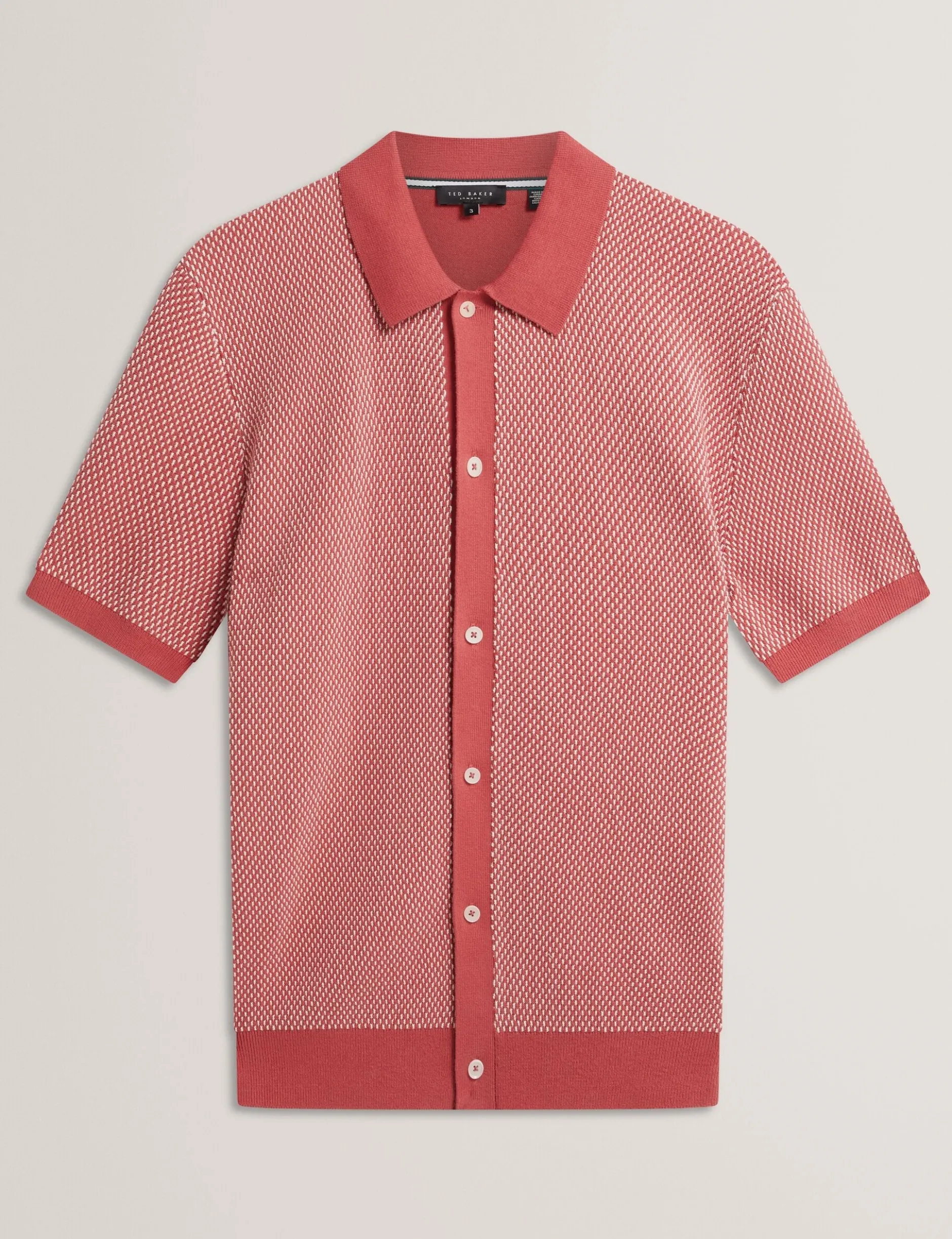 Textured Stitch Knitted Button-Through Shirt