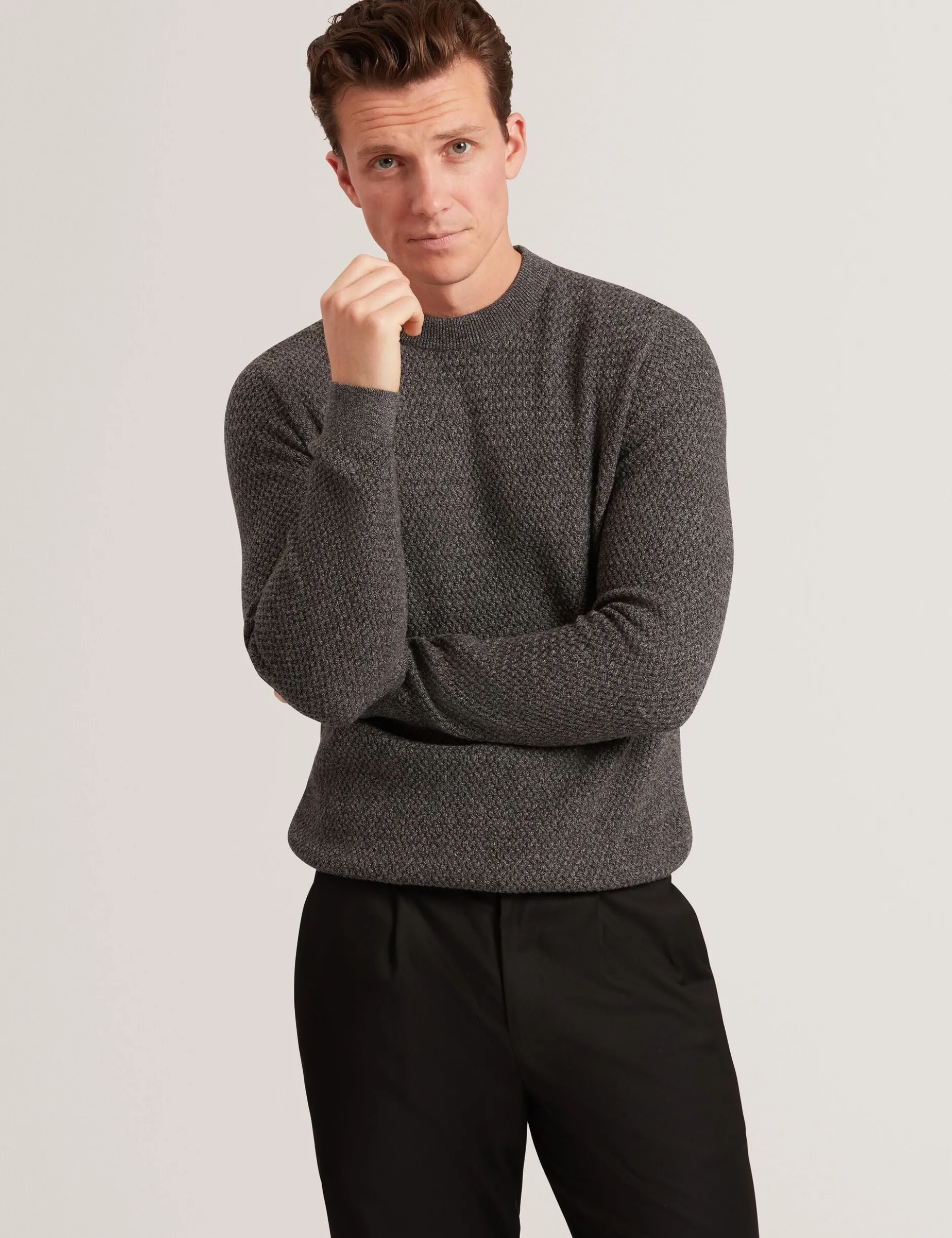 Textured Stitch Marled Knit Jumper