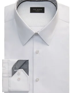 Textured Stretch Cotton Slim Fit Shirt