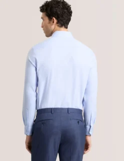 Textured Stretch Cotton Slim Fit Shirt