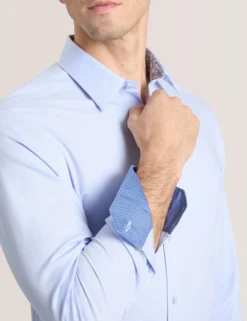 Textured Stretch Cotton Slim Fit Shirt