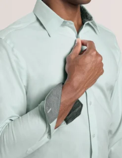 Textured Stretch Cotton Slim Fit Shirt