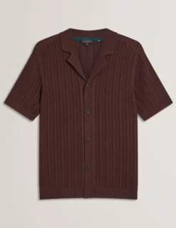 Textured Stripe Knit Short Sleeve Shirt