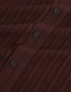 Textured Stripe Knit Short Sleeve Shirt