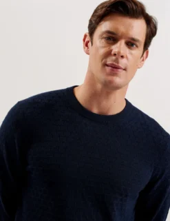 Textured T Knit Crew Neck Jumper