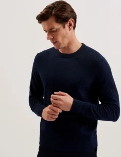 Textured T Knit Crew Neck Jumper