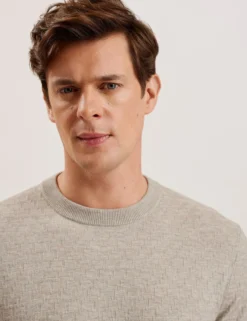 Textured T Knit Crew Neck Jumper
