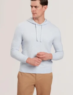 Textured T Knit Wool Blend Hoodie
