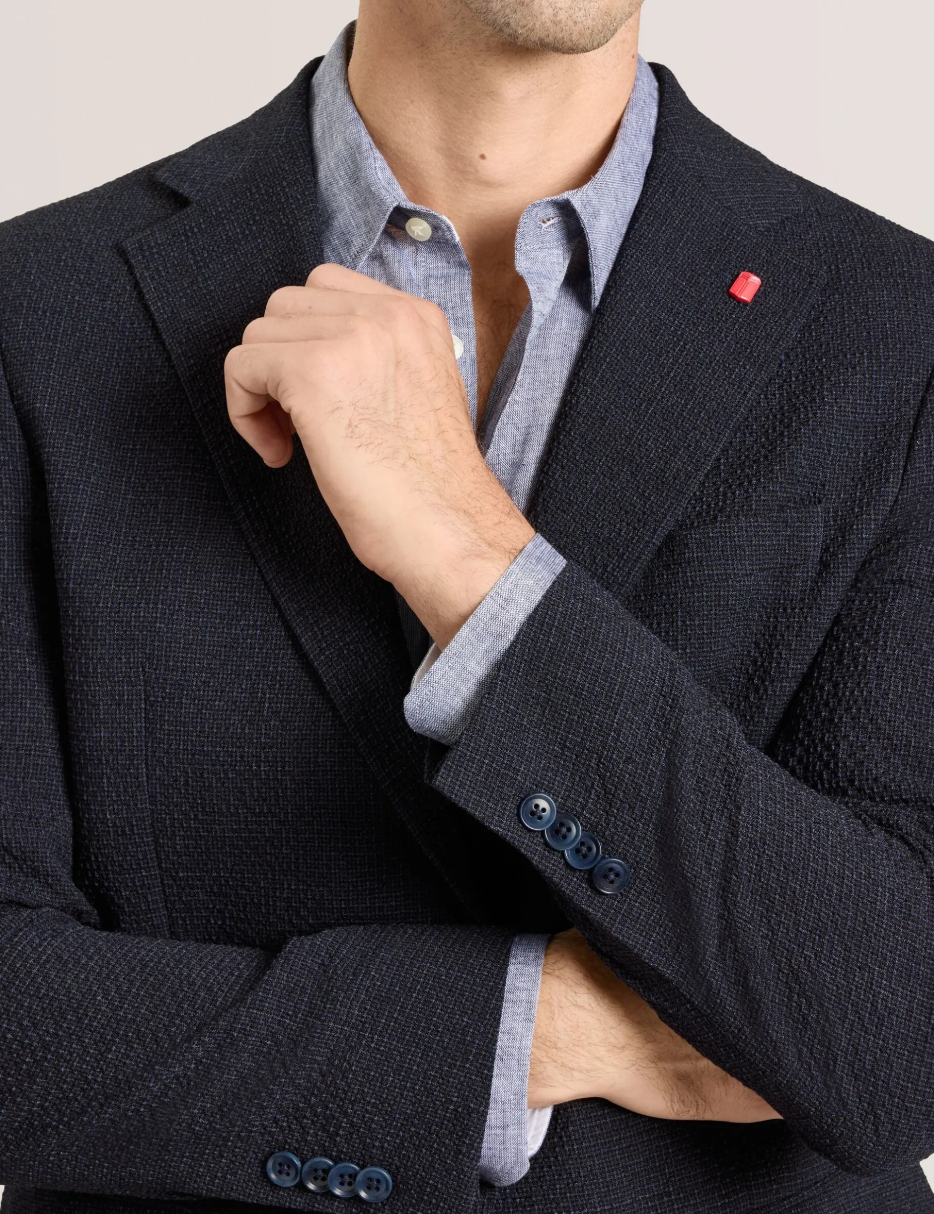 Textured Weave Wool Blend Blazer