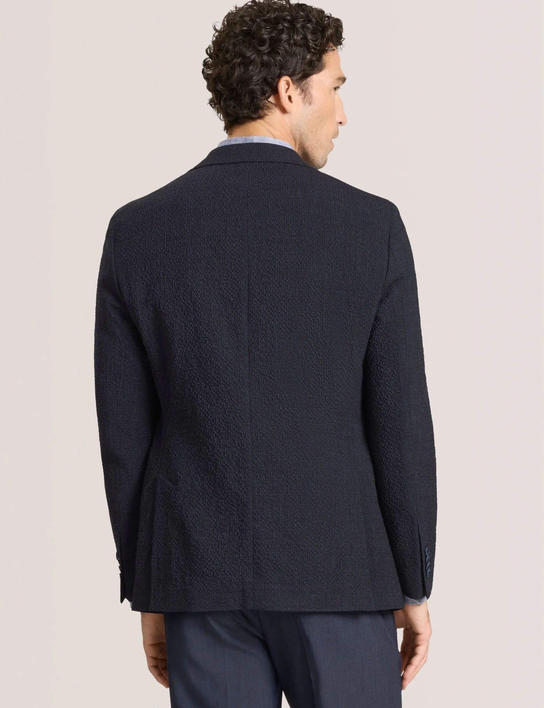 Textured Weave Wool Blend Blazer