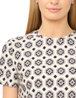 Tile Print Crew Neck T-Shirt