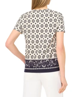 Tile Print Crew Neck T-Shirt