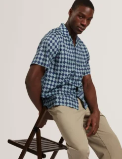 Tile Print Tencel Short Sleeve Shirt