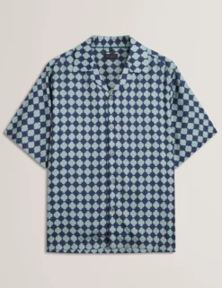 Tile Print Tencel Short Sleeve Shirt