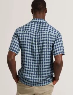 Tile Print Tencel Short Sleeve Shirt