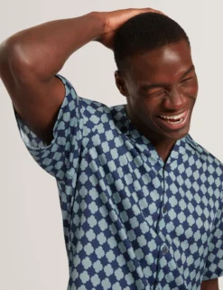 Tile Print Tencel Short Sleeve Shirt